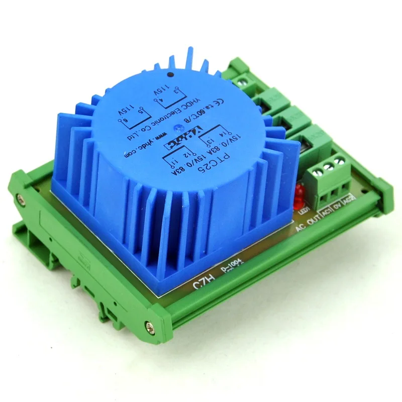 

CZH P 230VAC, S 2x 15VAC, 25VA DIN Rail Mount тороидальный модуль трансформатора мощности.