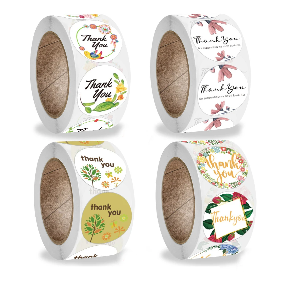 

Thank You Sticker Flowers And Plants Envelope Sealing Sticker Gift Packaging for Small Businesses Scrapbooking Supplies Hot Sale