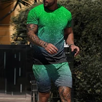 summer mens tracksuit t shirt casual outfit 3d print t shirt short sleeve shorts oversized tie dye camouflage multicolor shirt