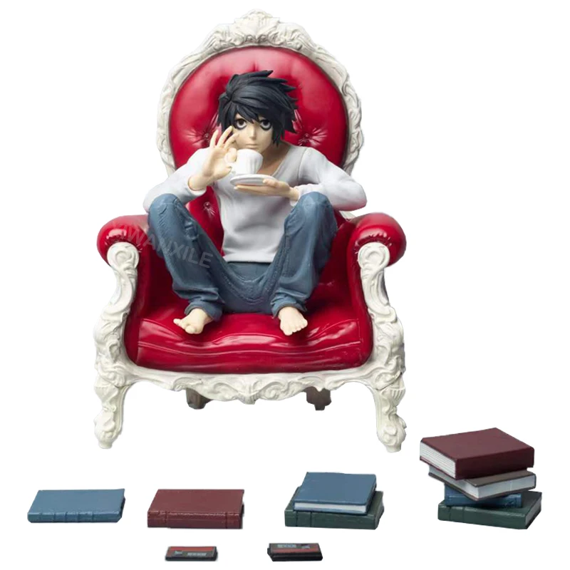 

24cm GK Death Note L Lawliet Anime Figure Coffee Watari & L Action Figure Light Yagami Figurine Adult Collectible Model Doll Toy