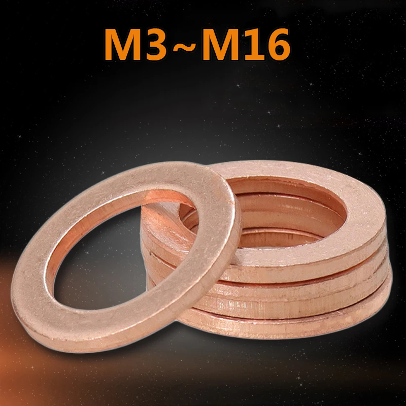 Copper Sealing Solid Gasket Washer Sump Plug Oil For Boat Crush Flat Seal Ring Tool Hardware Accessories  Copper Washer Seal