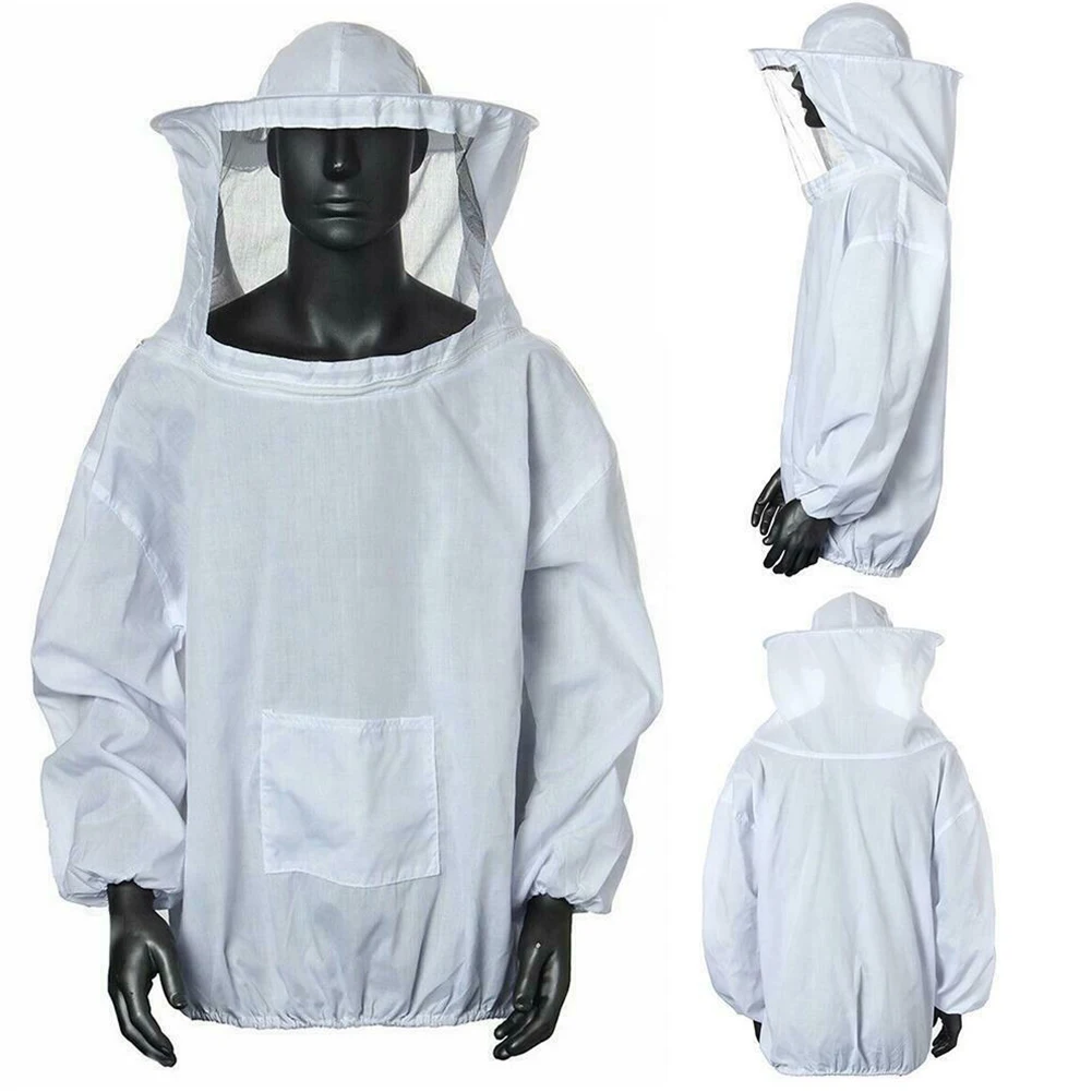 

Anti Bee Suit Full Body Anti-Bee Suit 25 Inch Beekeeping Clothing White Premium Tough Polyester Cotton Veil Hood Protective