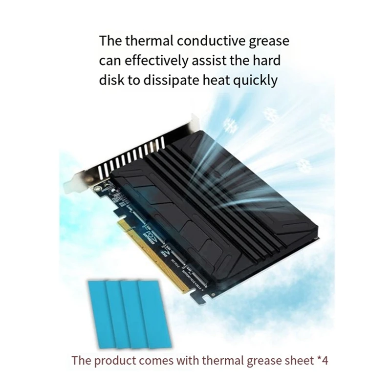 PCIEX16 NVME PCB PH44 4-дисковая массив-карта PCIE сигнальная разделенная с радиатором