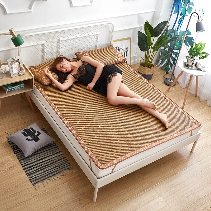 Двусторонний летний спальный коврик. Кровать .8 м. Коврик из ротанга. 5 Бытовой