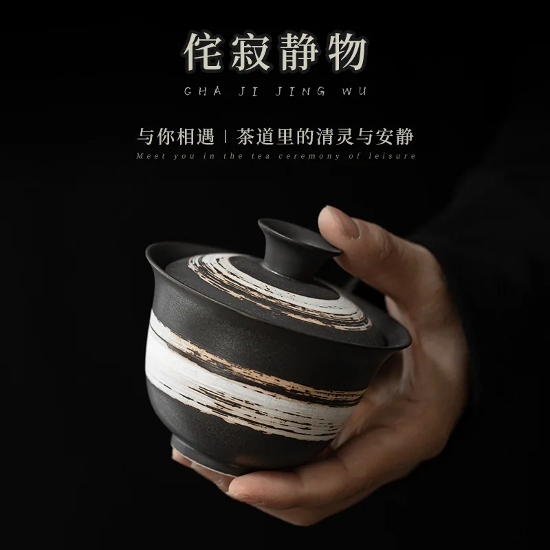 

Ji Feng чайный набор кунг-фу Two Only Tureen большой вместимости для чая устройство для изготовления керамической посуды в стиле ретро керамическая ч...