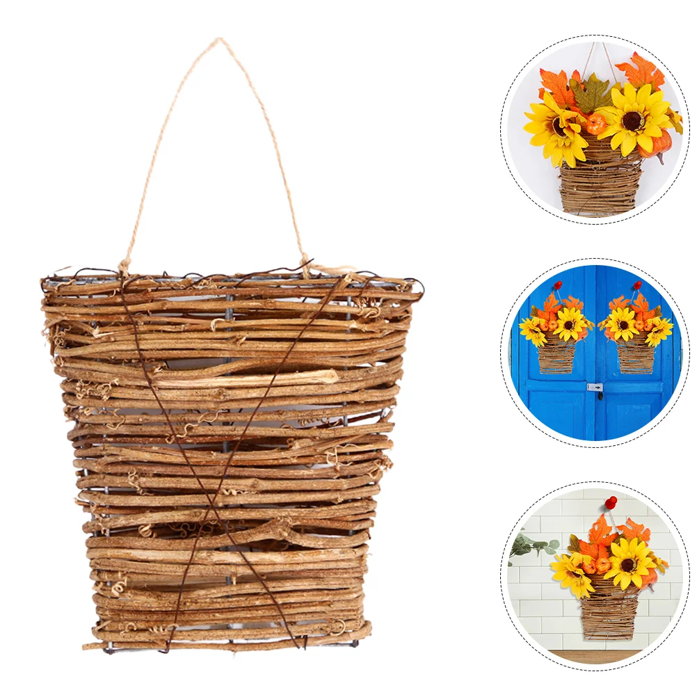 

Wall Hanging Decoration Flower Basket Indoor Arrangement Storage Woven Wooden Small Hand Baskets
