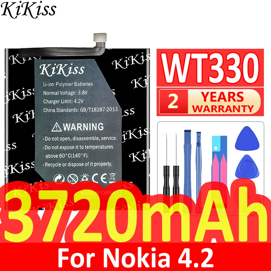 

KiKiss WT330 3720mAh Replacement Battery For Nokia 4.2 WT 330 Nokia4.2 Mobile Phone Batteries + Free Tools