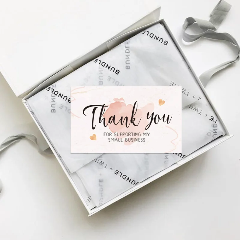 

30pcs Thank You for Supporting My Small Business Card Thanks Greeting Card Appreciation Cardstock for Sellers Gift Merci Card