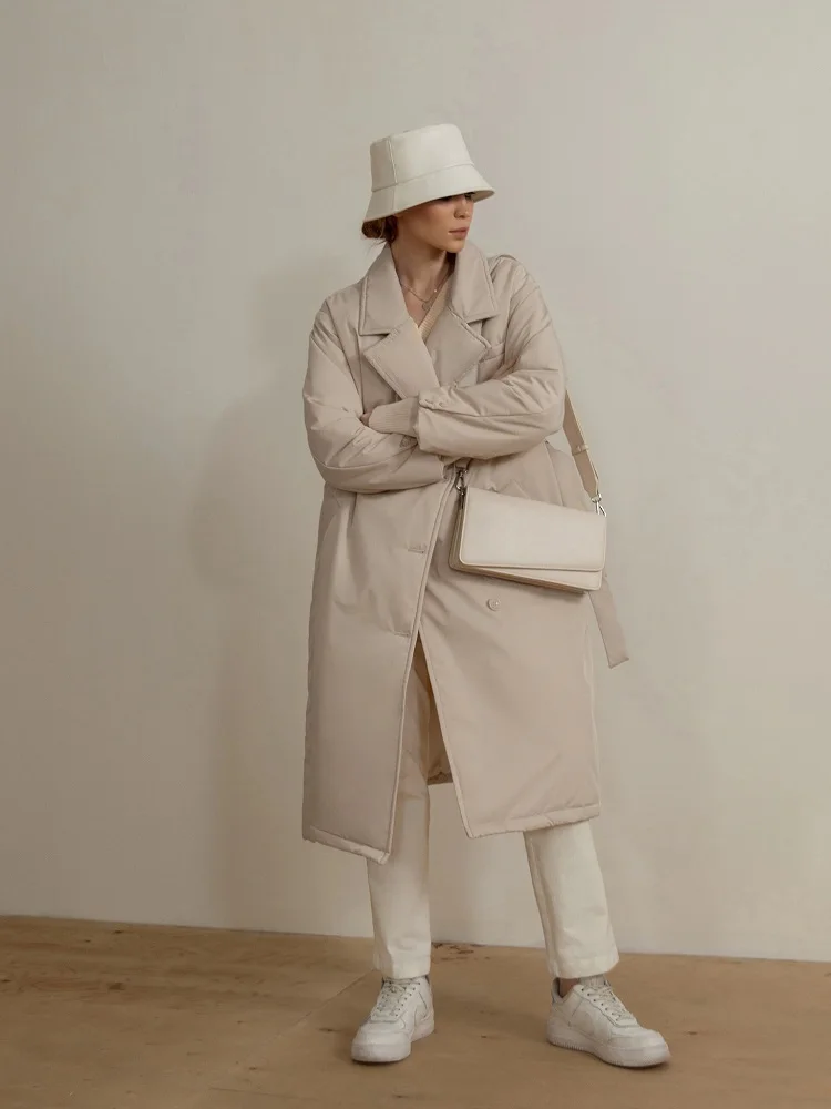 Winter Long Parkas Coat Women 2022 Thick Warm Oversized Cotton Jacket Female Casual Loose Outerwear With Belte Midi Puffer Coat