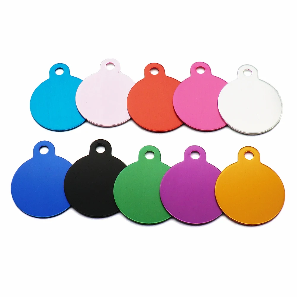 Оптовая продажа 100 шт. круглые идентификационные бирки для собак алюминиевые