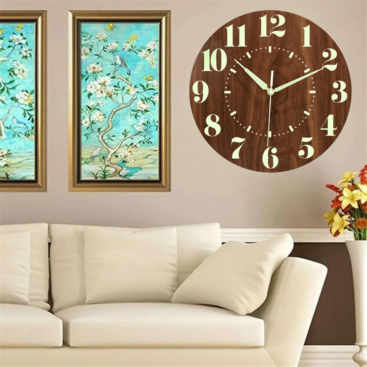 Светящиеся в темноте настенные часы 12-дюймовые бесшумные нетикающие на