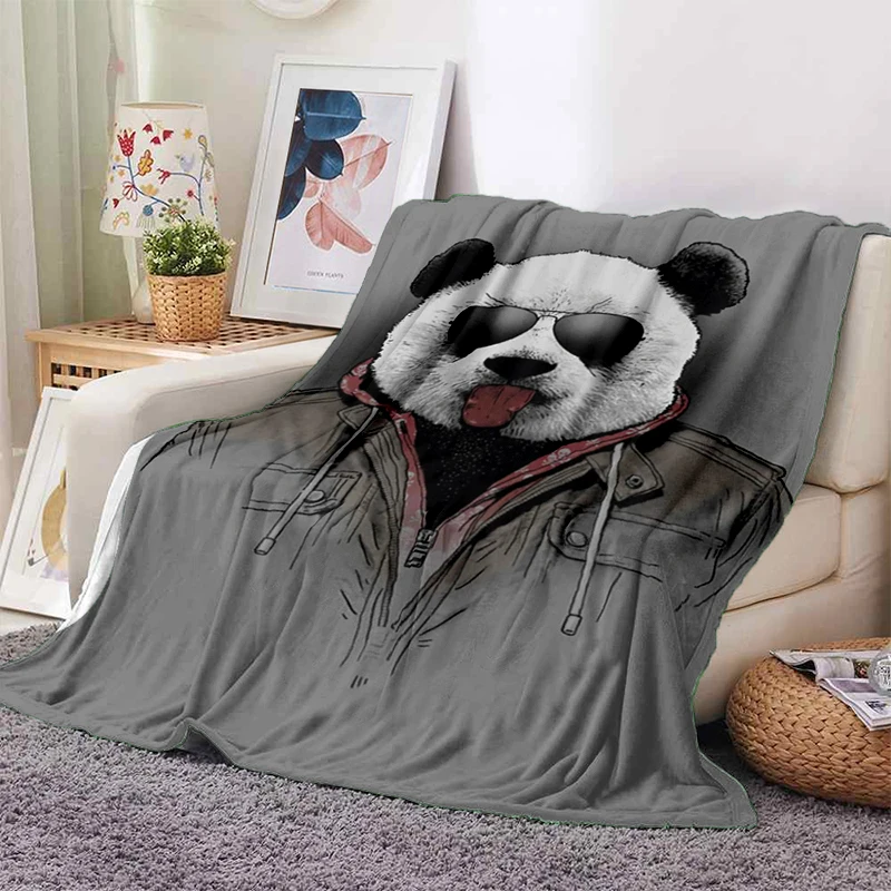 

3D Funny Panda Blanket Soft Plush Flannel Throw Blankets for Sofa Bed Couch Best Gifts All Season Light Bedroom Warm Bedspread