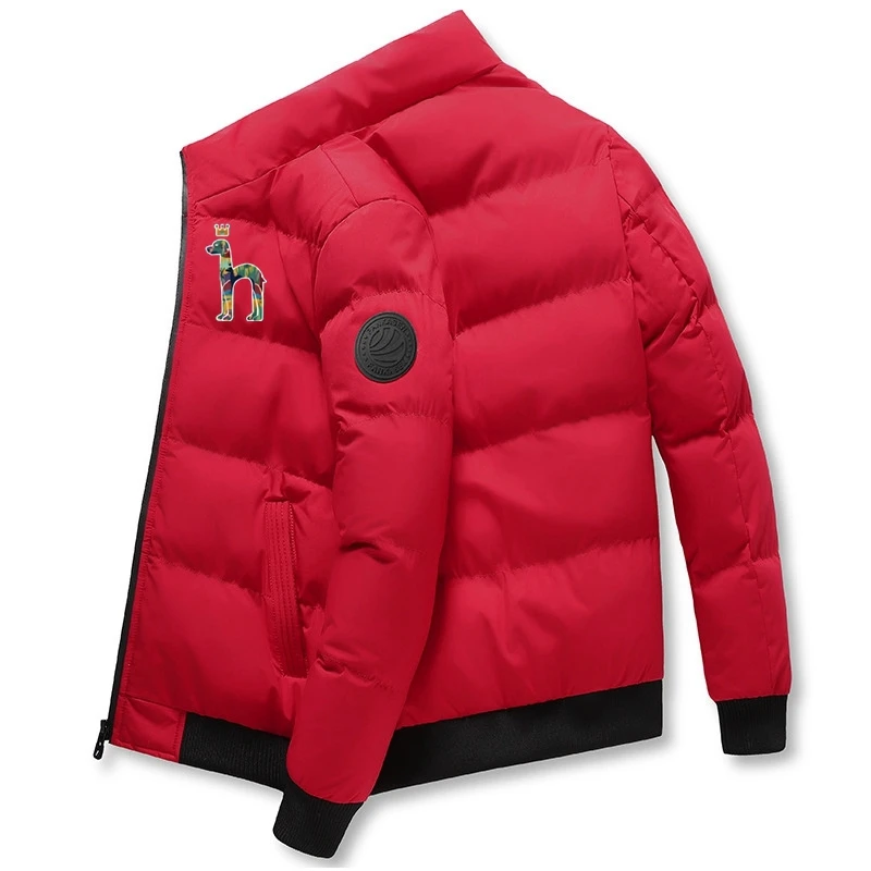 2022 HAZZYS Channel Autumn Winter Men's Ethnic Zip-Up Jacket Casual Bomber Jacket Scarf Collar Fashion Slim Coat