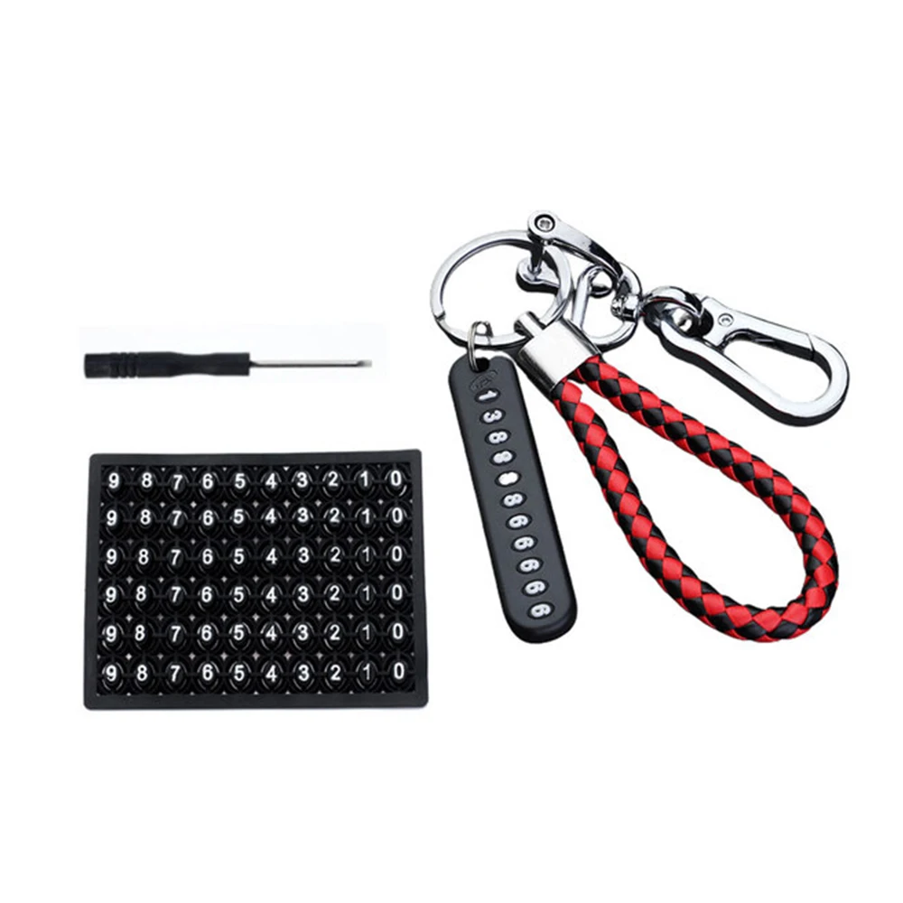 

Anti-lost Car Keychain Pendant Metal Key Rings Phone Number Plate Lock Key Ring Auto Vehicle For Car Interior Key Chain
