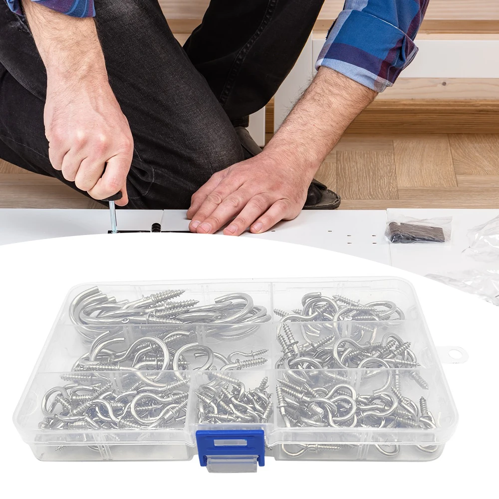 

136PCS/Set Screw Hooks with Wood Thread Ceiling Hooks For Hanging Coffee Cup Wall Hanging Hooks for Household Items LB88