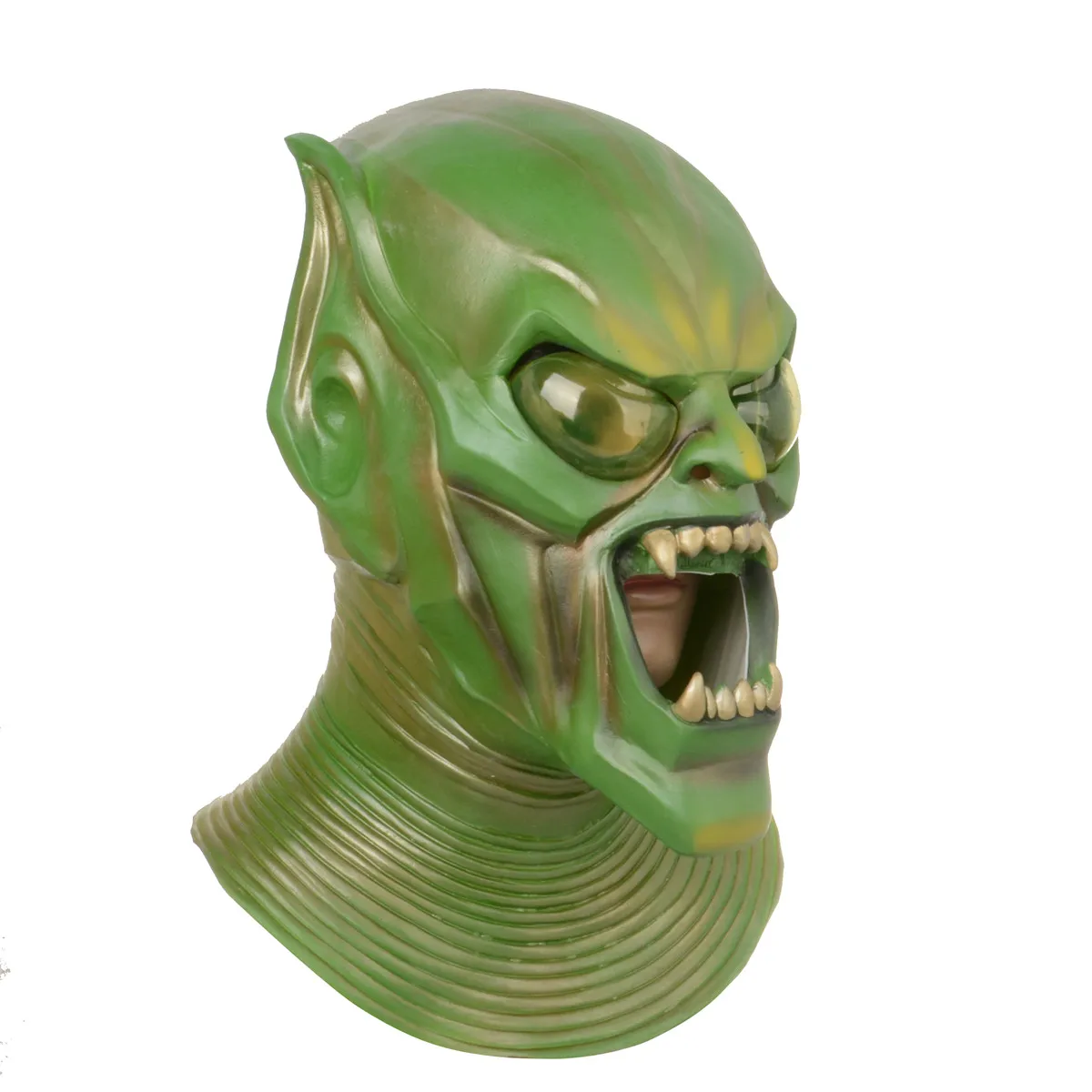 Зеленый Гоблин Дьявольская маска с полным лицом из латекса для Хэллоуина, косплея, вечеринок, костюмов монстров, ужасных демонов для детей.