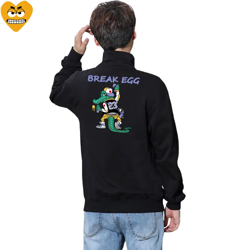 Мужская хлопковая куртка Break Egg Повседневная осенняя с вышивкой в виде сердечек