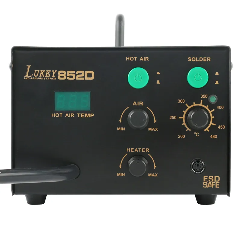 Lukey 852D 2 в 1 SMD Рабочая станция горячего воздуха и пайки 220V для ремонта печатных плат и микросхем
