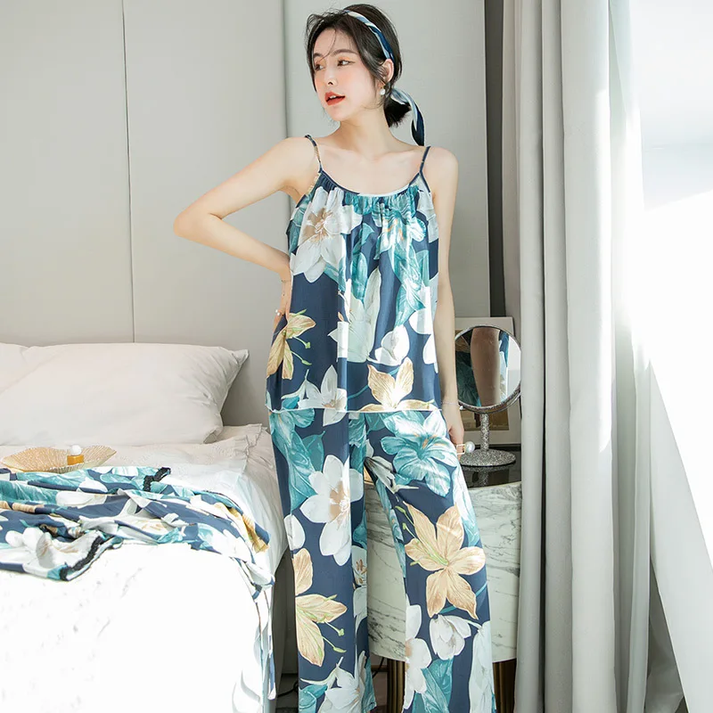 

Women's Pajamas Set Cotton Homewear Floral Print Sleepwear Casual Nightwear Elegant Nightie Simplicity Nightgown пижама женская