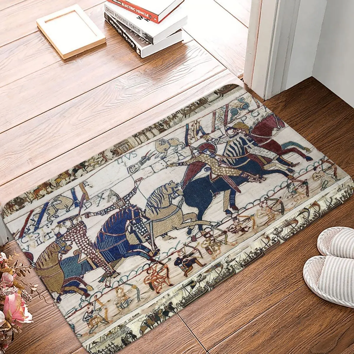 

Нескользящий ковер для ванной в стиле викингов, гобелен из байонея Битва за гастинги, ковер для рыцарей норманов, коврик для входа, домашний ...