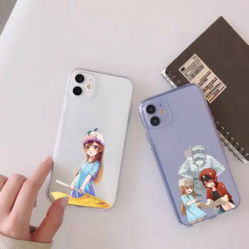 

Working cell anime Phone Case Transparent soft For iphone 12 11 13 7 8 6 s plus x xs xr pro max mini