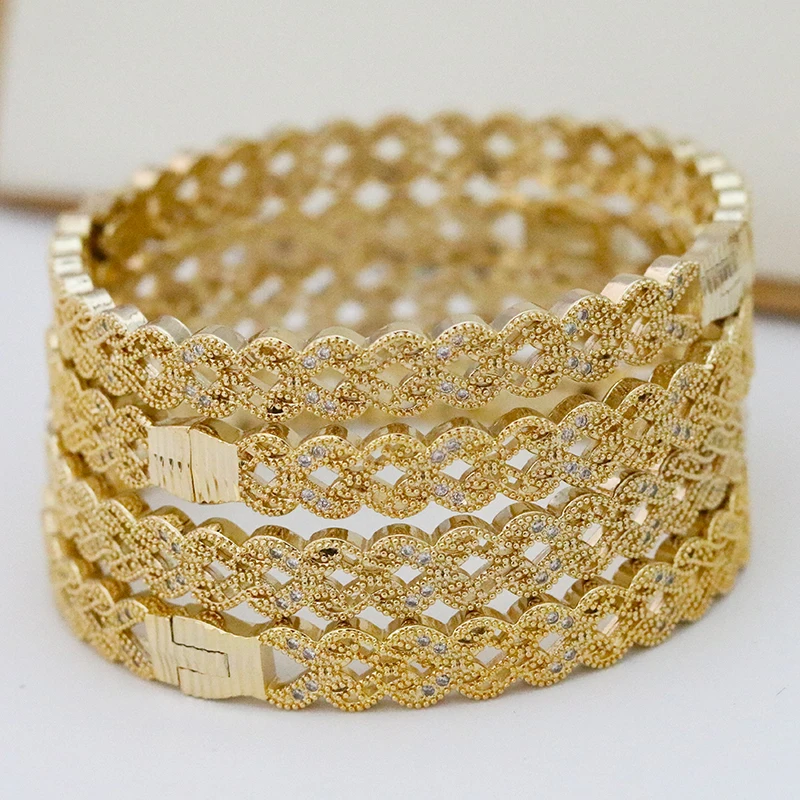 

Fashion Bracelets Inlaid Diamond Bracelets Gold Duo Dubai Women Bracelet Set Ethiopian Bracelets Indian Wedding Jewelry