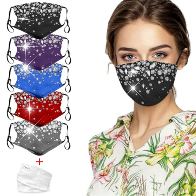 

Женская стирающаяся многоразовая маска для лица, стильная Ветрозащитная маска для лица с принтом, удобные дышащие портативные маски