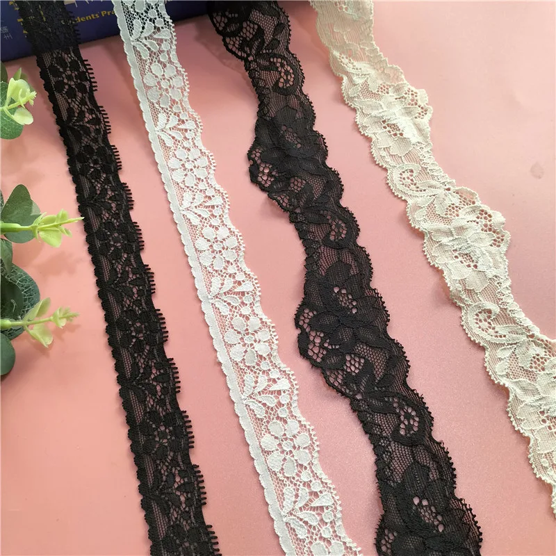2023 черно-белые 3 см Rbbon эластичные Африканские кружева Прошитые аксессуары платье нижнее белье воротник юбка S1004