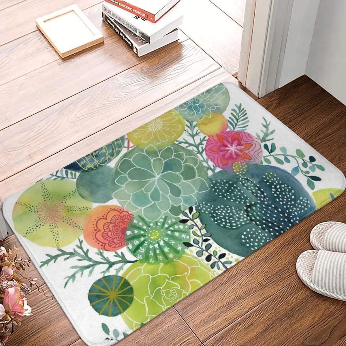 

Succulent Circles 60x40cm Carpet Polyester Floor Mats Holiday Durable Everyday