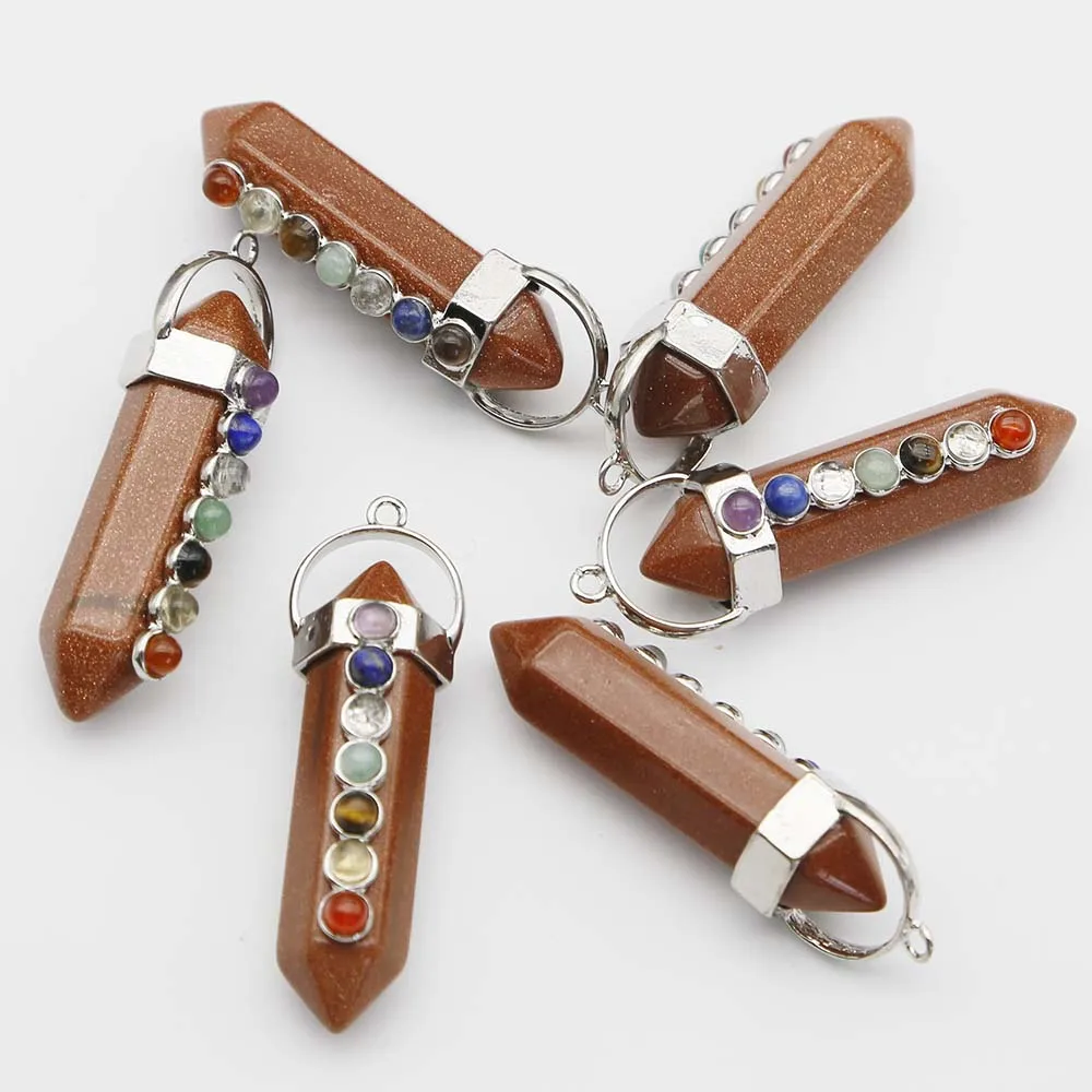 6 шт., шестигранное ожерелье из натурального песка, 7 чакр