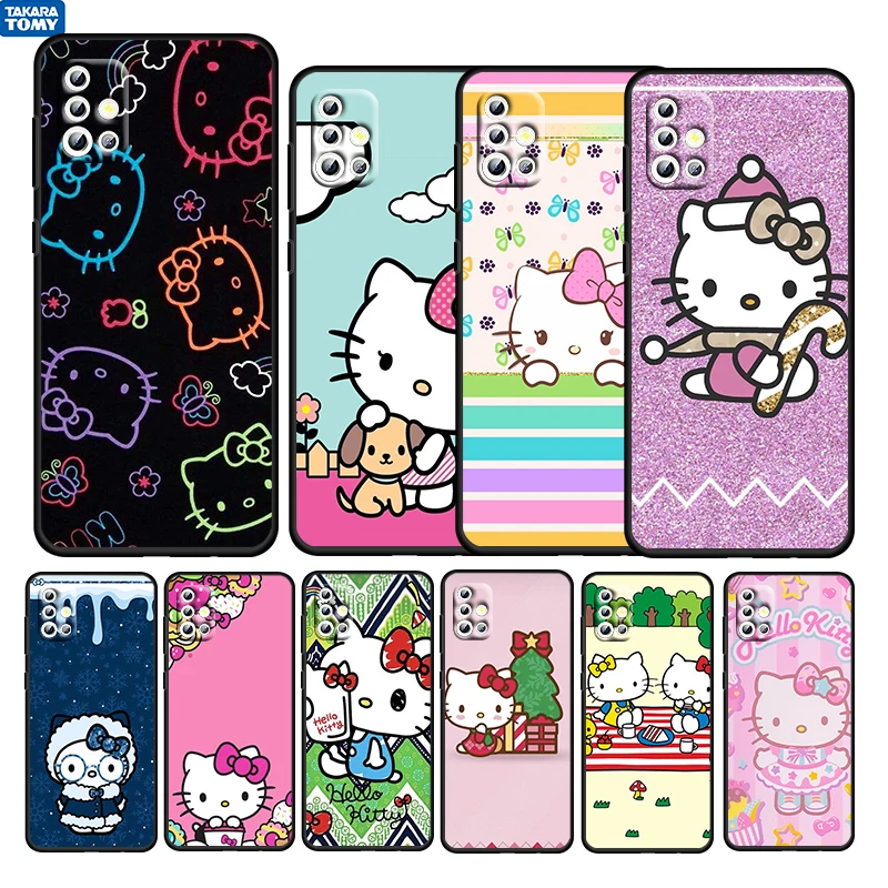 

Anime Cute HelloKitty For Samsung Galaxy A52S A72 A71 A52 A51 A12 A32 A21S 4G 5G Fundas Soft Black Phone Case Capa Fundas Coque