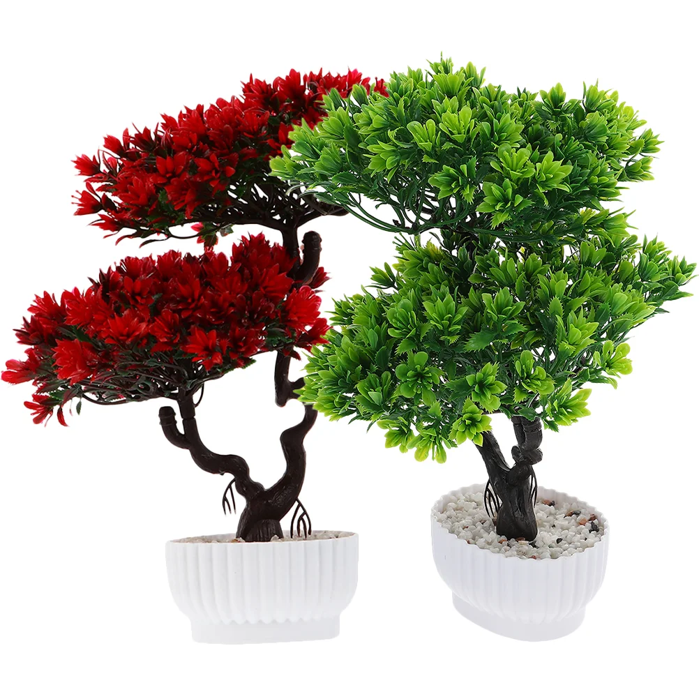 

Bonsai Treeartificial Fake Pine Pottedfaux Flower Guest Greeting Simulation Welcomingornament Christmas Desktop Adornments
