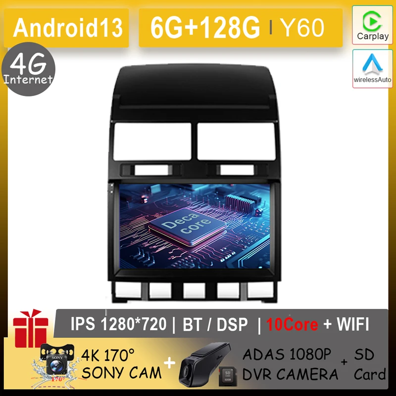 

9 "Carplay Android для Volkswagen Touareg I 1 GP 2002-2019, авторадио, автомобильная мультимедийная GPS-навигация, без 2din, DVD-плеер, стерео