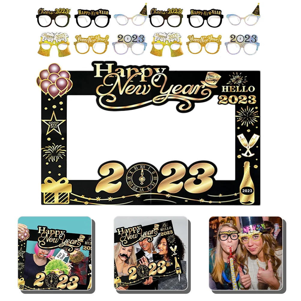 

New Year Party Glasses Eyeglasses Supplies Frame Photo Happy Number Accessory Props Costume Sunglasses Eve Decorations Glitter