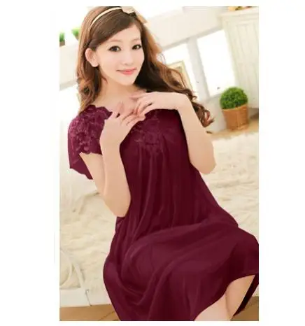 Sexy Women Ice Silk Sleepwear Female Nightgown Women Nightwear for Ladies Night Shirts Home Clothing