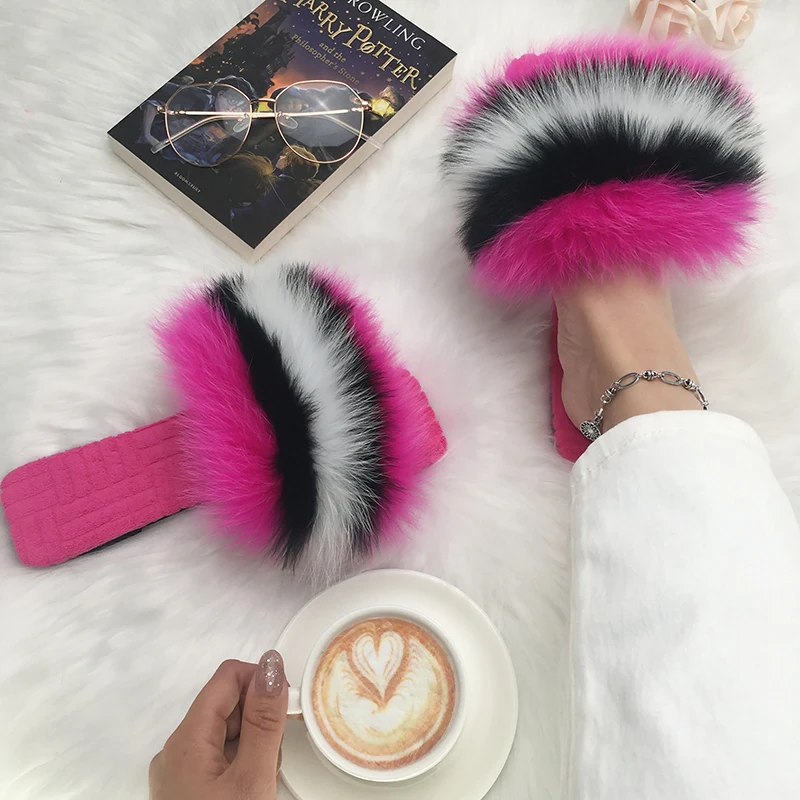 Шлепанцы женские с мехом мягкие сандалии на плоской подошве роскошные брендовые