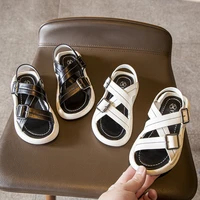 children unisex 2022 summer new open toe boys beach shoes korean style casual girls kids fashion sandals solid black for student