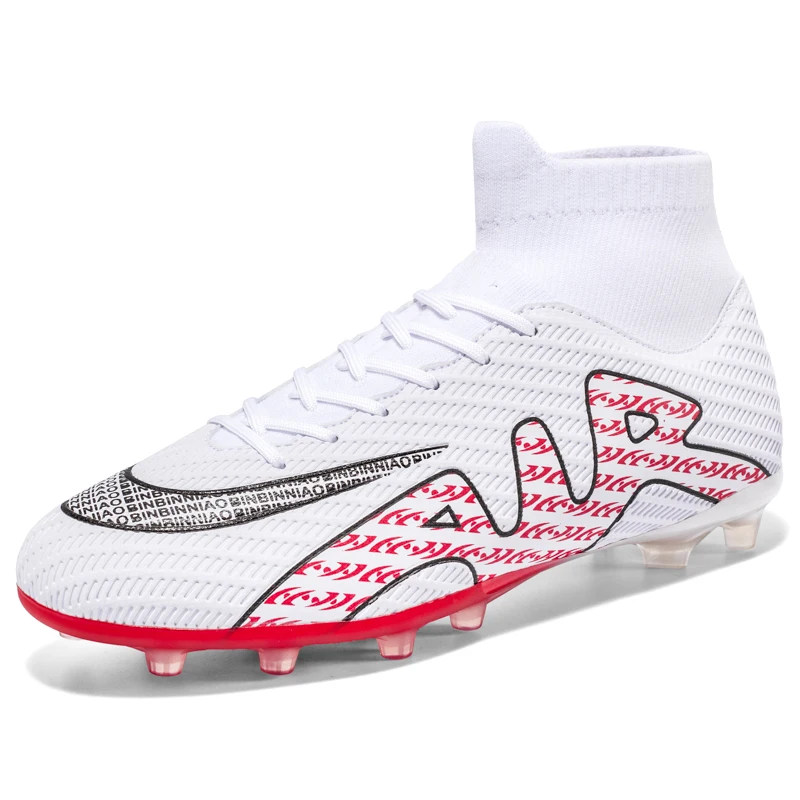 Size 35-47 Men Outdoor Football Shoes Quality Soccer Cleats Ultralight Grass Training Sport Footwear TF/FG High Help Sneakers
