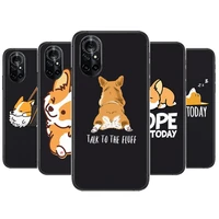 cute cartoon dog corgi clear phone case for huawei honor 20 10 9 8a 7 5t x pro lite 5g black etui coque hoesjes comic fash des