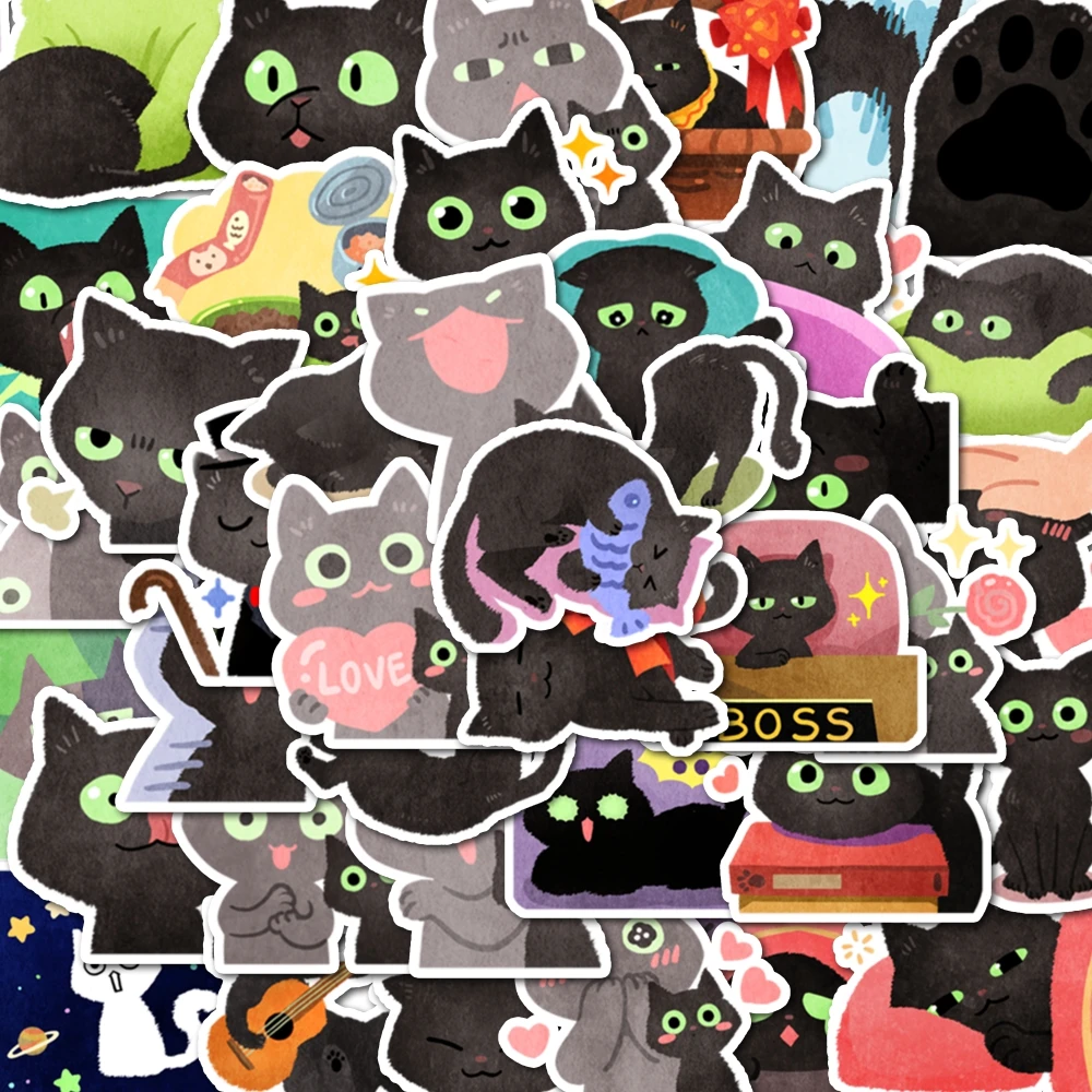 40 шт. стикеры в виде маленькой черной кошки