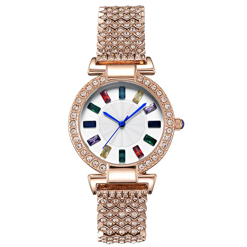 2023 Quartz Full Diamond Colorful Luxury Fashion Women's Advanced Versatile Waterproof Watch