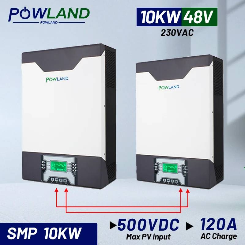 

10KW Hybrid Solar Inverter PV Input 500VDC 80A MPPT Charger 10000W 48V 230VAC Pure Sine Wave 1&3 Phasen Inverter