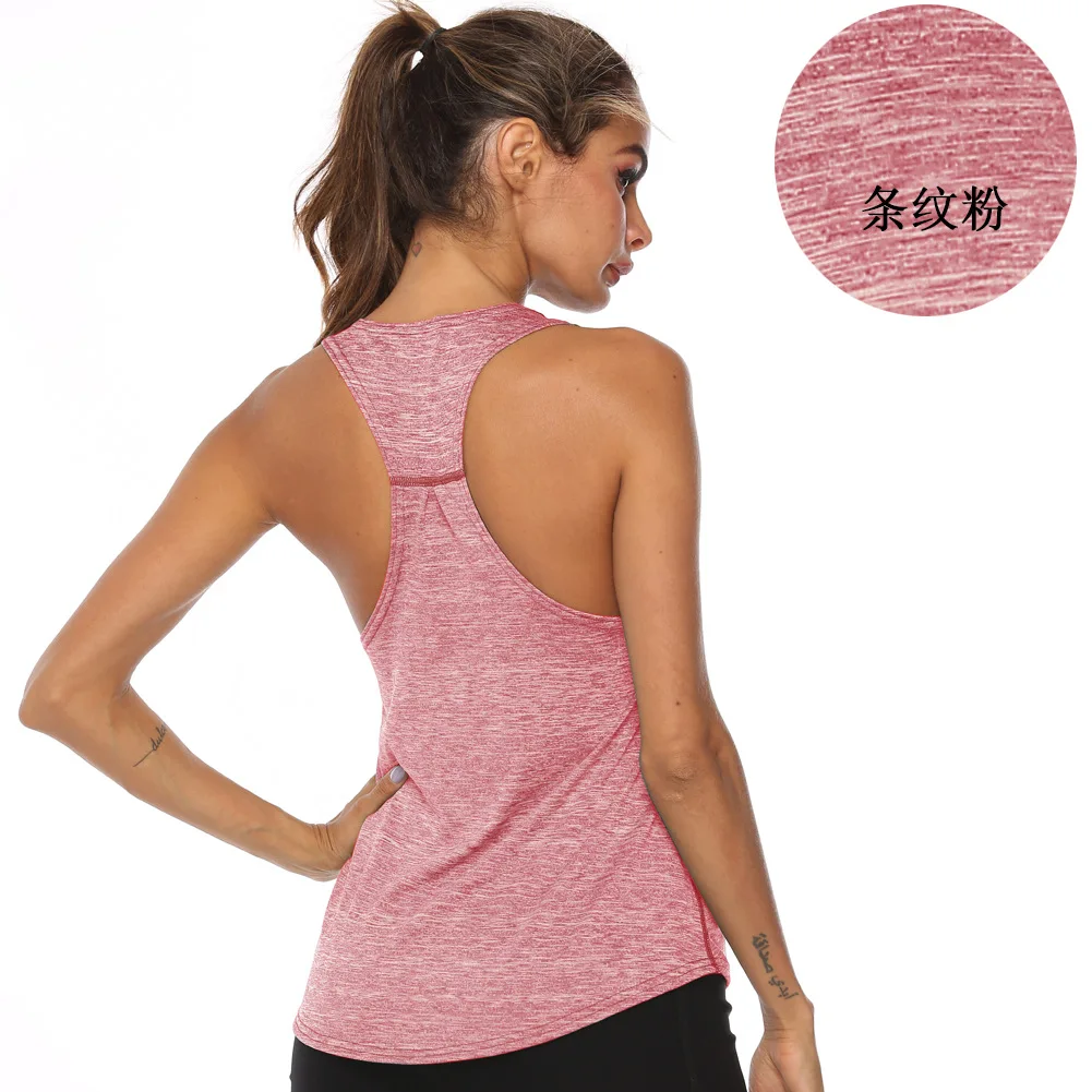 Yoga vest hygroscopic drainage vest type sports underwear women's loose yoga clothes Europe and the United States I-shaped vest