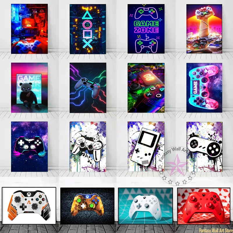 

Neon Sleep Game Repeat Gaming Wall Art Poster Game Playstation Painting Canvas Prints Cuadros Pictures for Kids Boys Room Decor