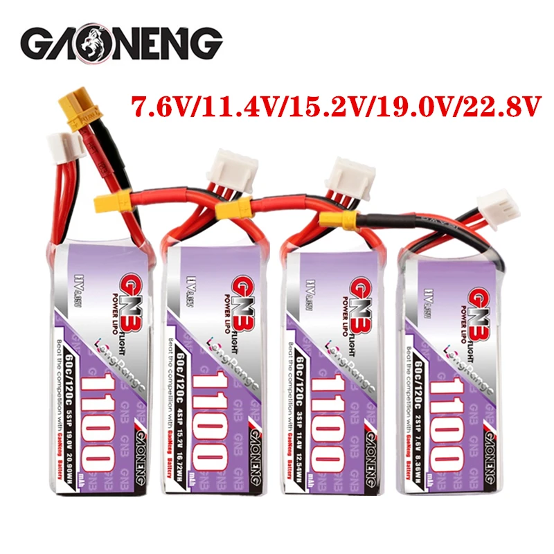 

Original GNB 1100mAh 2S 3S 4S 5S 6S 60C Lipo Battery For FPV Long Racing Drone RC Quadcopter RC Drone Parts Battery