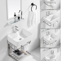 Ceramic Wash Basin Cabinet Combination Face Washing at Home Single Basin Bathroom Table Wall-Mounted Balcony Wash Basin