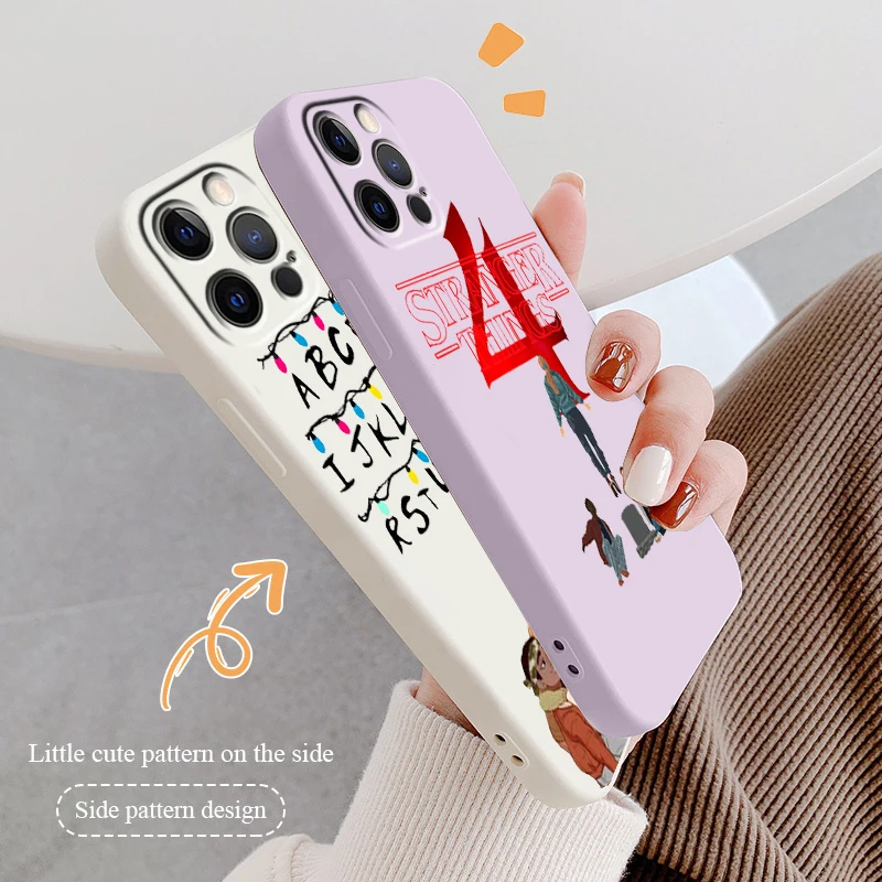 

Luxury Stranger Things Cute Phone Case For Apple iPhone 14 13 12 Mini 11 XS Pro Max X XR SE 2020 Plus Liquid Rope Funda Cover