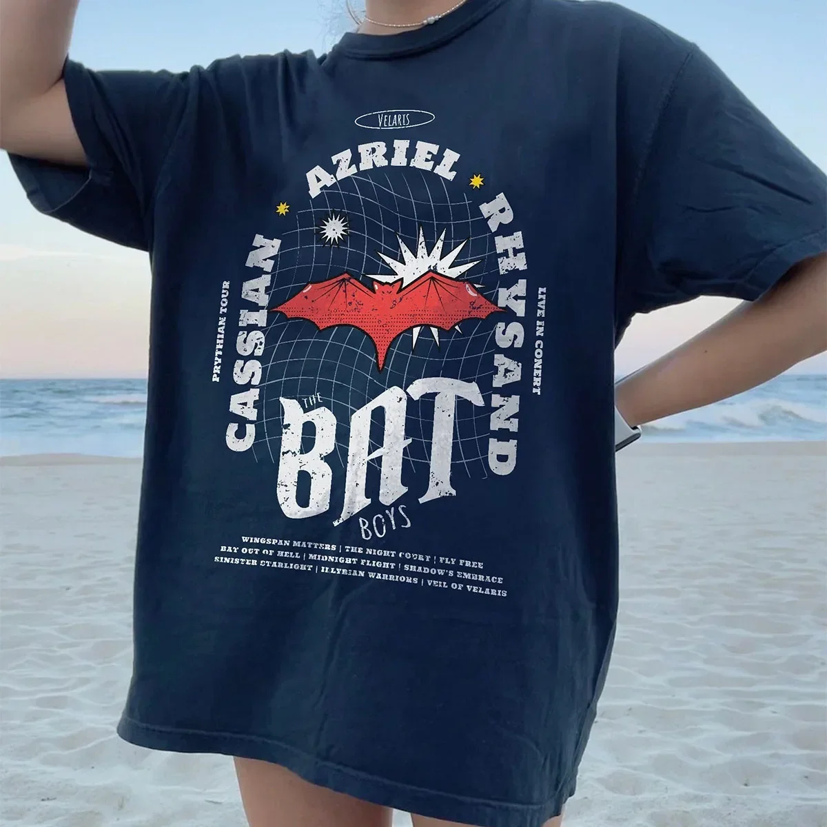Футболка с группой ACOTAR Bat Boys винтажная рубашка Rhysand Velaris Night Court свободная