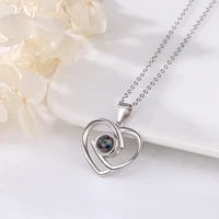 custon photo necklace jewelry for women s925 silver necklace 100 languages i love you projection hollow out chain pendant