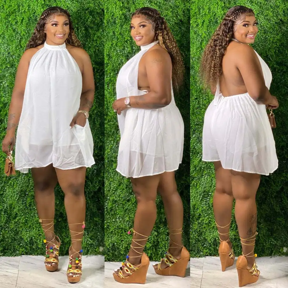 

White Summer Women Dresses Sleeveless Halter Elegant Holiday Outfits Off Shoulder Backless Elegant Wedding Gowns